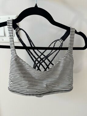 lululemon athletica Black & White Striped Strappy Sports Bra